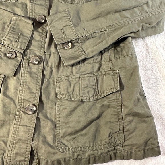 Talbots Military Field Jacket Olive Green Cargo Pockets Button Front Size Medium - Picture 2 of 9